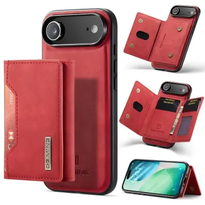 DG.MING iPhone Air Konstläder Plånboksfodral PU + PC + TPU Röd