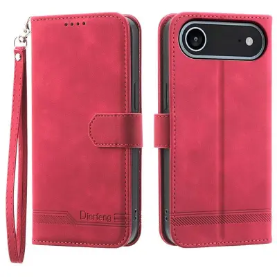 DIERFENG DF-03 Plånboksfodral för iPhone Air Konstläder - Röd