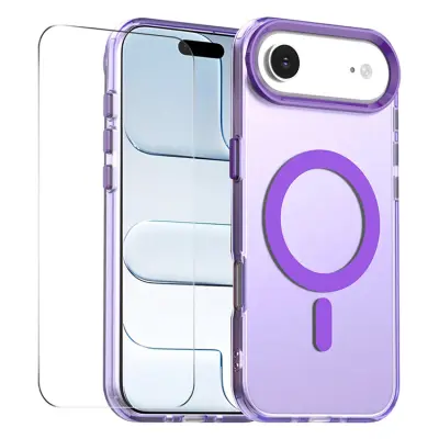 ENKAY iPhone Air Mobilskal MagSafe med 9H Härdat Glas - Lila