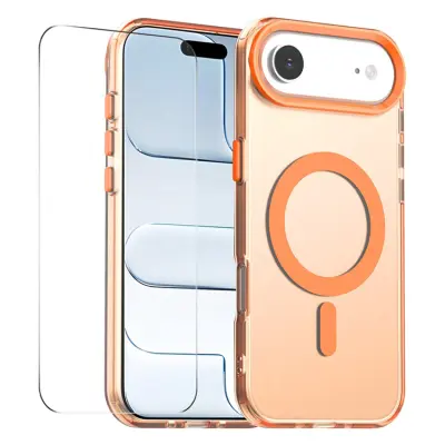 ENKAY iPhone Air Mobilskal MagSafe med 9H Härdat Glas - Orange