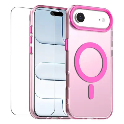 ENKAY iPhone Air Mobilskal MagSafe med 9H Härdat Glas - Rosa