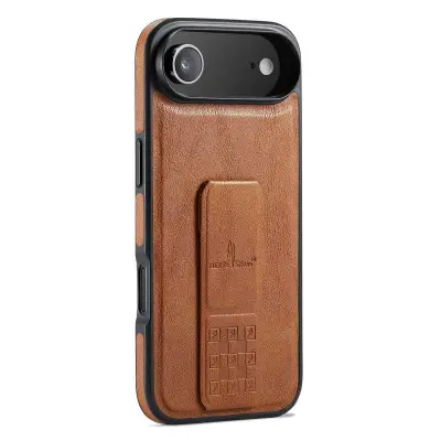 FIERRE SHANN för iPhone Air Fodral Kickstand KonstLäder - Brun