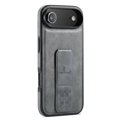 FIERRE SHANN för iPhone Air Fodral Kickstand KonstLäder - Grå