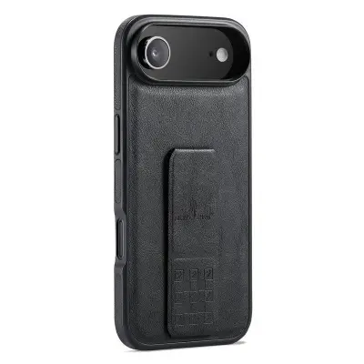 FIERRE SHANN för iPhone Air Fodral Kickstand KonstLäder - Svart