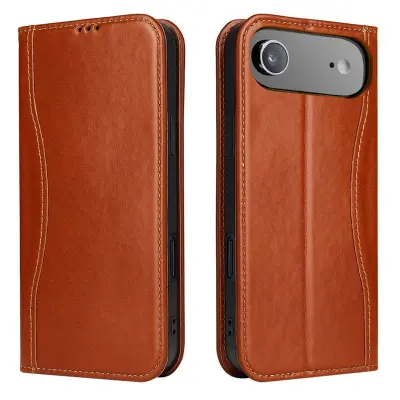 FIERRE SHANN för iPhone Air Plånboksfodral Äkta läder - Brun