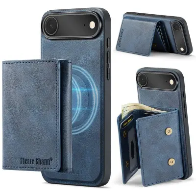 FIERRE SHANN FS030 iPhone Air Plånboksfodral Konstläder - Blå