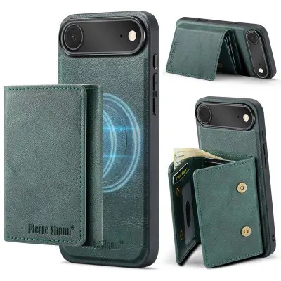 FIERRE SHANN FS030 iPhone Air Plånboksfodral Konstläder - Grön
