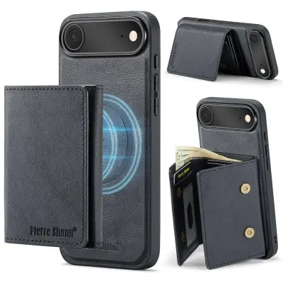 FIERRE SHANN FS030 iPhone Air Plånboksfodral Konstläder - Svart
