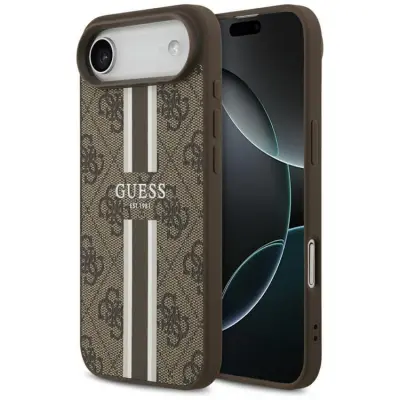 Guess iPhone Air Mobilskal MagSafe 4G Printed Stripes - Brun