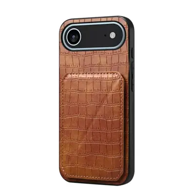 iPhone Air Mobilskal Korthållare Crocodile Textured - Brun