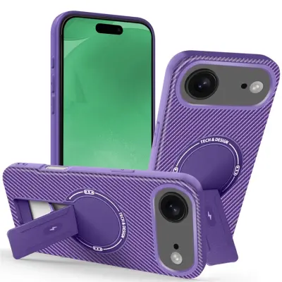iPhone Air Mobilskal MagSafe Kickstand Carbon Fiber - Lila