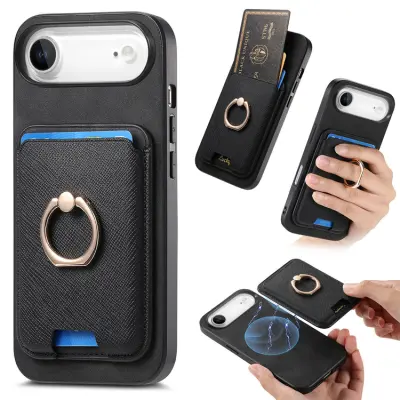 iPhone Air Mobilskal MagSafe Korthållare Kickstand - Svart
