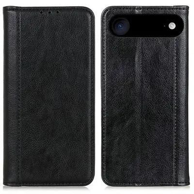 iPhone Air Plånboksfodral Äkta Läder Litchi - Svart