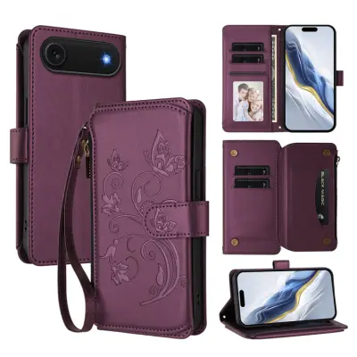 iPhone Air Plånboksfodral Butterfly Floral Imprint - Lila