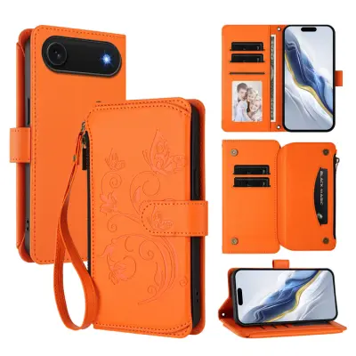 iPhone Air Plånboksfodral Butterfly Floral Imprint - Orange