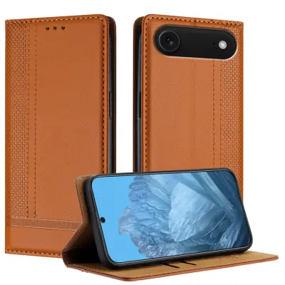 iPhone Air Plånboksfodral Kickstand Grid Pattern - Brun