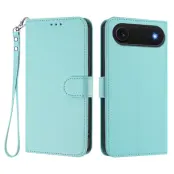 iPhone Air Plånboksfodral Läder med Handledsrem (Mintgrön)