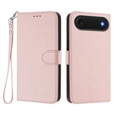 iPhone Air Plånboksfodral Läder med Handledsrem (Rosa)