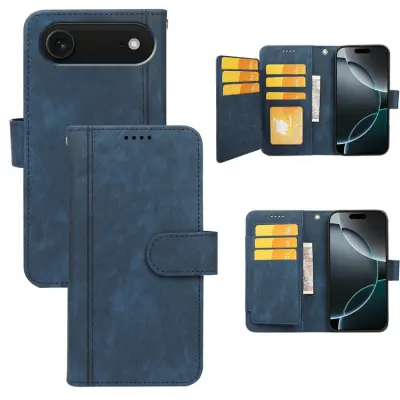 iPhone Air Plånboksfodral Line Pattern Läder - Blå