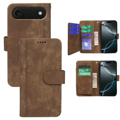 iPhone Air Plånboksfodral Line Pattern Läder - Brun