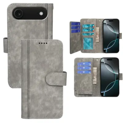 iPhone Air Plånboksfodral Line Pattern Läder - Grå