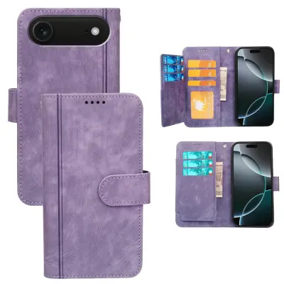 iPhone Air Plånboksfodral Line Pattern Läder - Lila