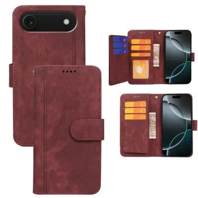 iPhone Air Plånboksfodral Line Pattern Läder - Röd