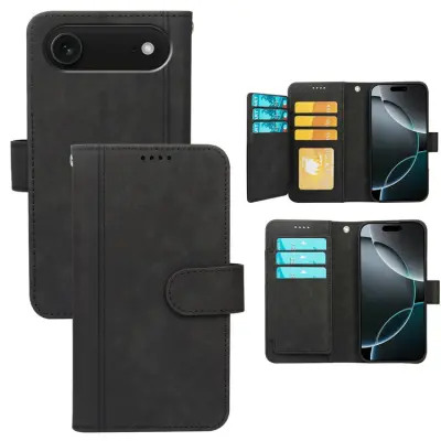 iPhone Air Plånboksfodral Line Pattern Läder - Svart