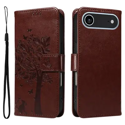 iPhone Air Konstläder Plånboksfodral Tree Pattern - Coffee