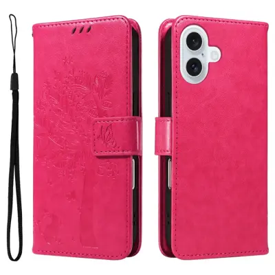 iPhone Air Konstläder Plånboksfodral Tree Pattern - Rosa