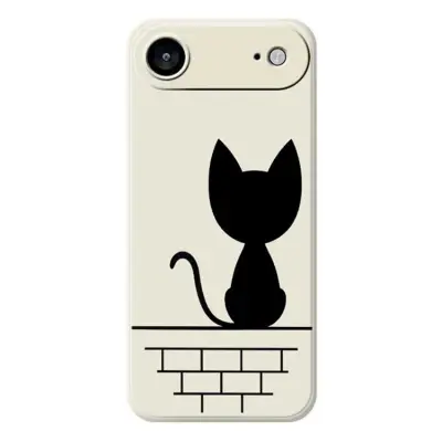 iPhone Air Mobilskal Black Cat on the Wall - Beige