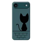 Mobilskal till iPhone Air Black Cat on the Wall - Grön