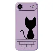 iPhone Air Mobilskal Black Cat on the Wall - Lila