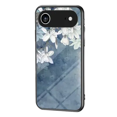 iPhone Air Mobilskal Floral Pattern TPU + Härdat Glas - Blå