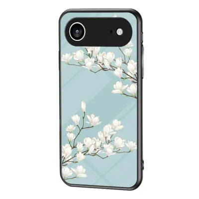 iPhone Air Mobilskal Floral Pattern TPU + Härdat Glas - Grön