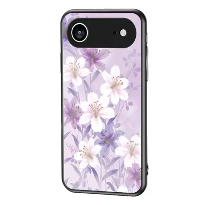iPhone Air Mobilskal Floral Pattern TPU + Härdat Glas - Lila