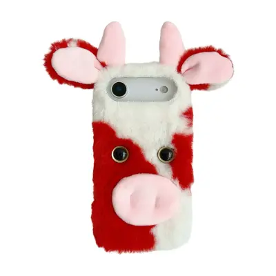 iPhone Air Mobilskal Fluffy Cute Cow Plush TPU - Röd
