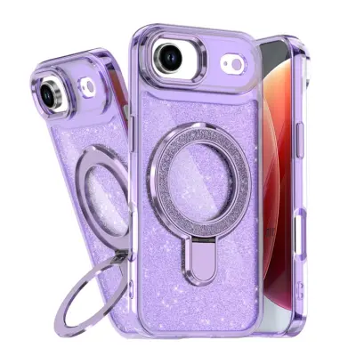 iPhone Air Mobilskal Glitter Design TPU + PC Kickstand - Lila