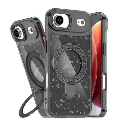 iPhone Air Mobilskal Glitter Design TPU + PC Kickstand - Svart