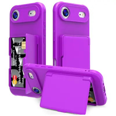 iPhone Air Mobilskal Korthållare Mirror Kickstand - Lila (Mörklila)