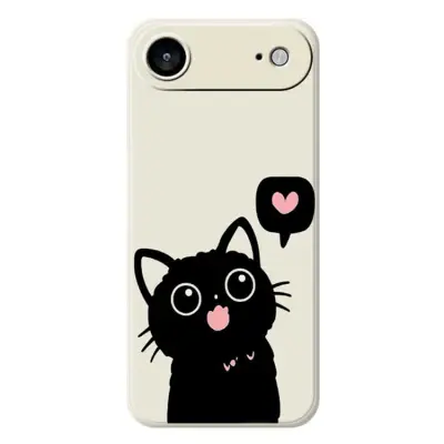 iPhone Air Mobilskal Love Black Cat Pattern - Beige
