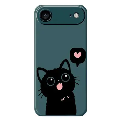 iPhone Air Mobilskal Love Black Cat Pattern - Grön