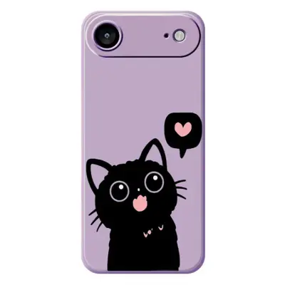 iPhone Air Mobilskal Love Black Cat Pattern - Lila