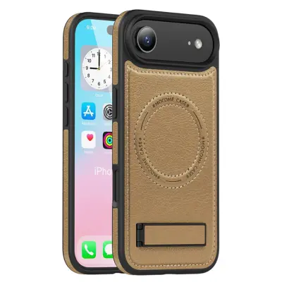 iPhone Air Mobilskal MagSafe Kickstand Läder - Guld