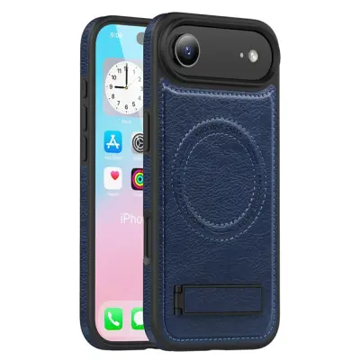 iPhone Air Mobilskal MagSafe Kickstand Läder - Blå