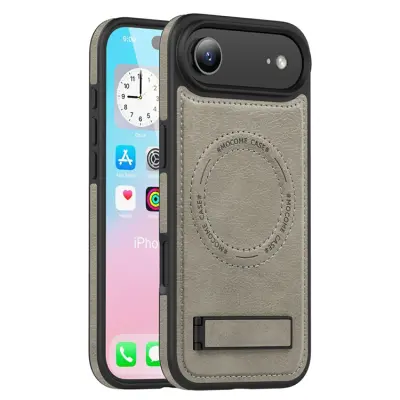 iPhone Air Mobilskal MagSafe Kickstand Läder - Titanium Grå