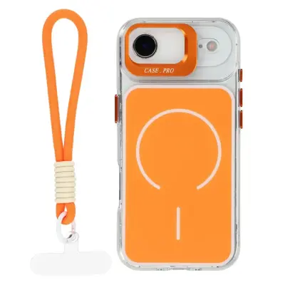 iPhone Air Mobilskal MagSafe Lens Kickstand med Handrem (Orange)