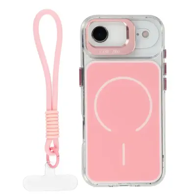 iPhone Air Mobilskal MagSafe Lens Kickstand med Handrem (Rosa)