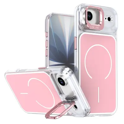 iPhone Air Mobilskal MagSafe Lens Kickstand TPU + PC - Rosa (Rosa)