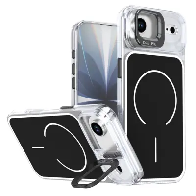 iPhone Air Mobilskal MagSafe Lens Kickstand TPU + PC (Svart)